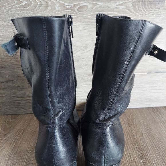 Steve Madden Got You Vintage Black Leather Mid-Calf Boots Sz 7.5 - Picture 6 of 14
